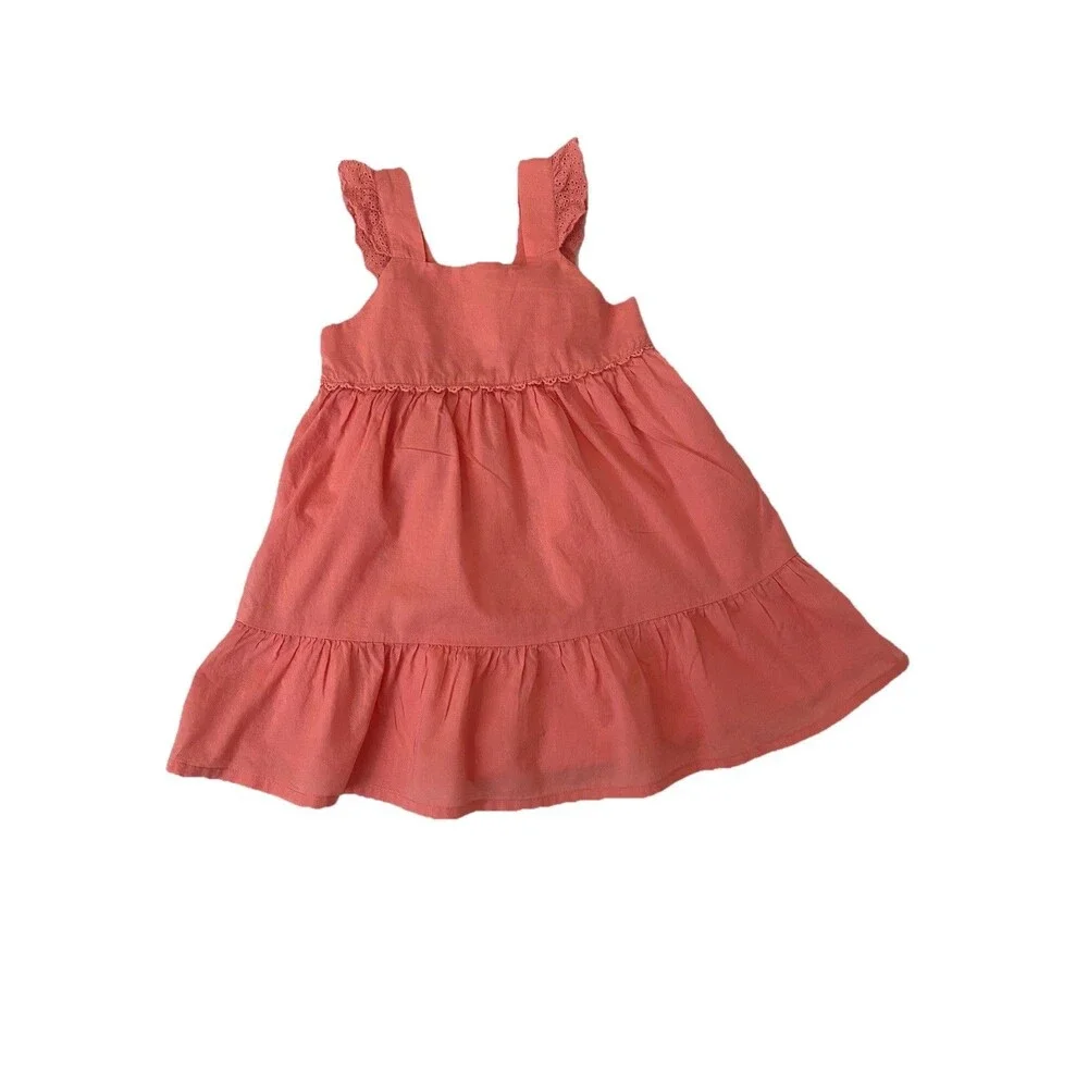 Cottagecore OshKosh B'gosh Pink Eyelet Lace Tiered Summer Sun Dress Toddler 3T